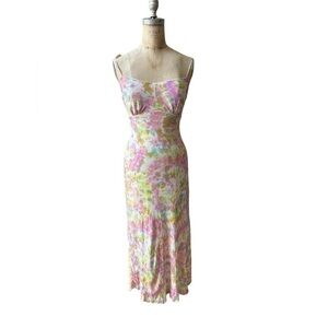 Astr the label charisma tie dye midi dress pink yellow size M